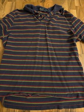 Vintage Polo by Ralph Lauren Navy Polo with Red and Green Stripes